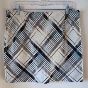 H&M Cream and Charcoal Plaid Mini Skirt